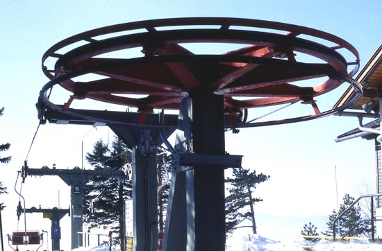 Sesselbahn Hohe Wand, Umlaufscheibe Bergstation Plackles